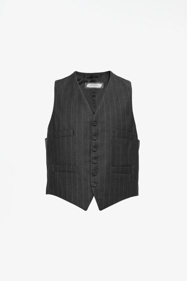 LIMITED EDITION STRIPED GATHERED VEST — Dark green 1