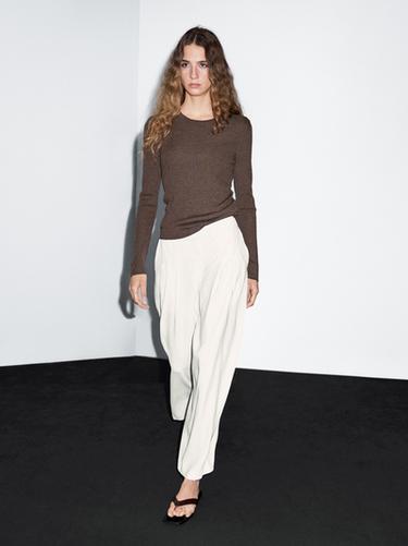 Jupe-culotte à pinces - Blanc cassé de Zara - Image 0