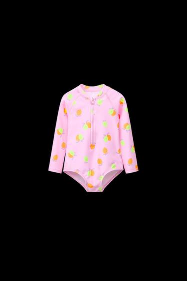 Zara 2-6 YEARS/ LEMON PRINT LEOTARD SWIMSUIT - Pink - Image 0