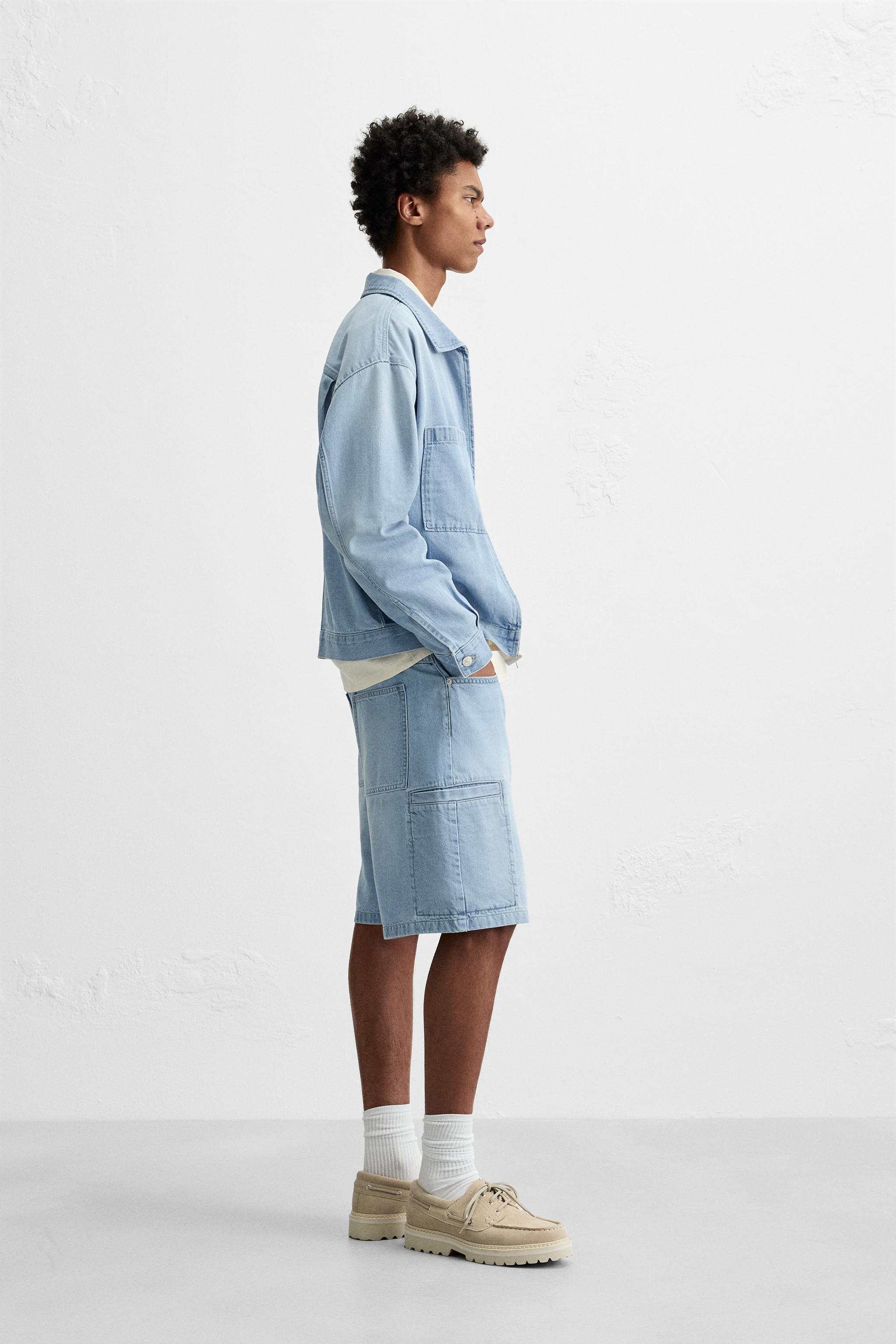 DENIM CARGO BERMUDA SHORTS - Light blue | ZARA New Zealand