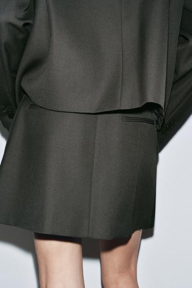 JUPE COURTE PLIS ZW COLLECTION - Kaki de Zara - Image 6