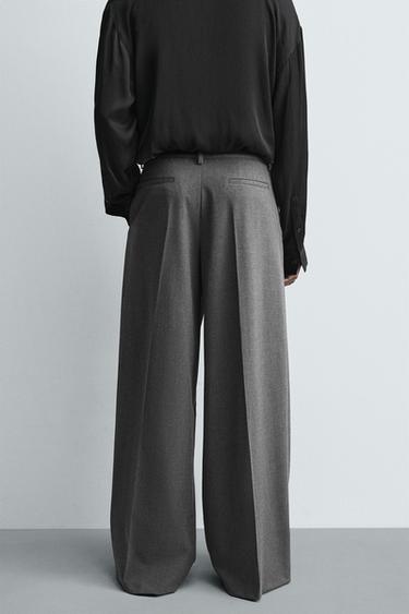 WIDE-LEG PLEATED TROUSERS - Grey by Zara - Image 2