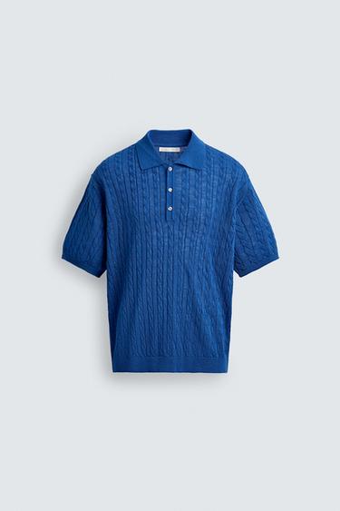 Zara PUNUTUD TEKSTUURIGA KOOSTUD POLOSÄRK - Sinine - Pilt 0