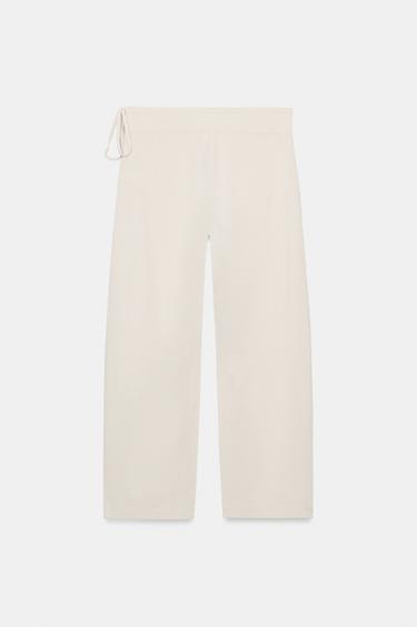 STRAIGHT LEG TROUSERS WITH DRAWSTRINGS - Beige by Zara - Image 7