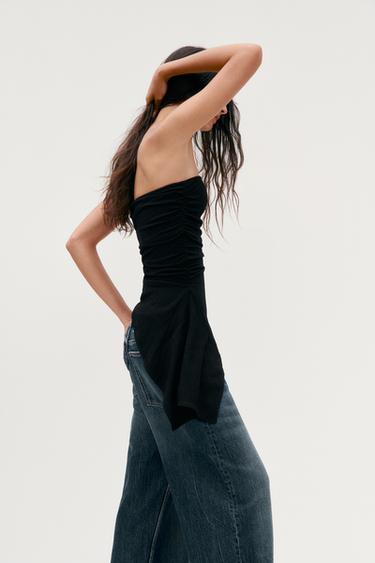 HAUT BUSTIER À TEXTURE - Noir de Zara - Image 3