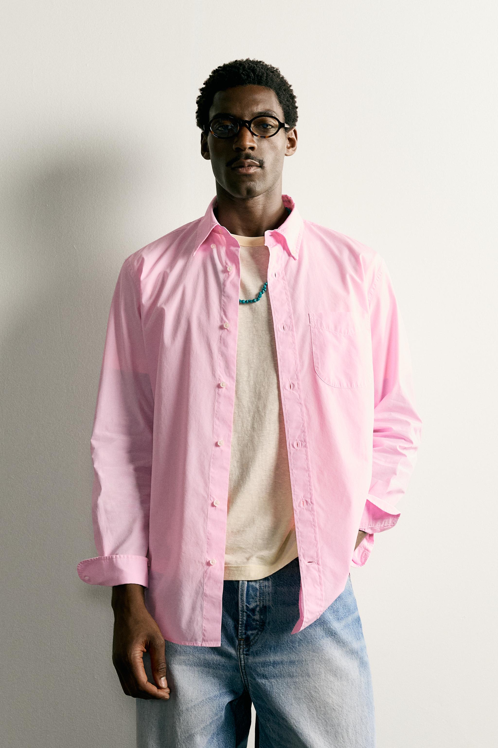 COTTON REGULAR FIT SHIRT — Pink