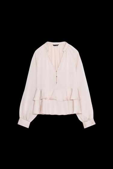 BLUSA VOLANTES - rosa claro de Zara