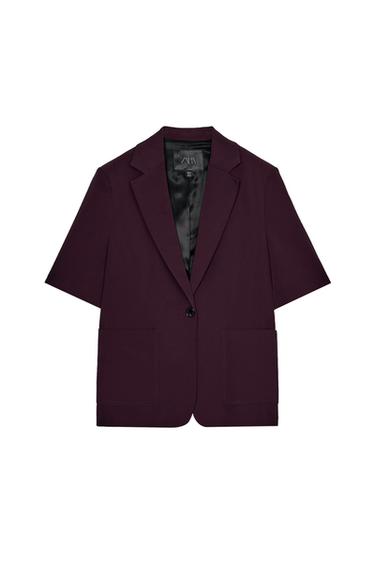 BLAZER MANGA CURTA ZW COLLECTION - Bordô da Zara
