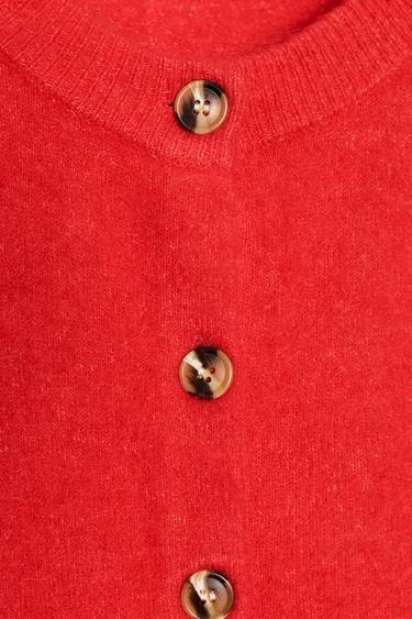 WOOL AND ALPACA CARDIGAN - Red by Zara - Image 5