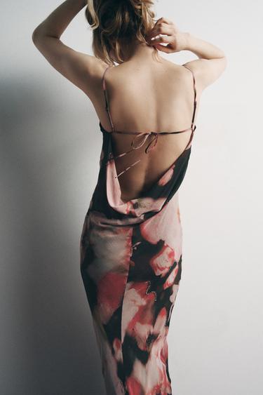 VESTIDO ESTAMPADO FLORES ABALORIOS - Multicolor de Zara