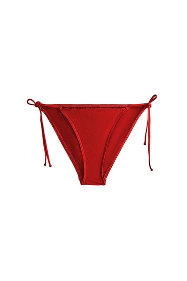 BEACH BIKINI BOTTOMS WITH TIE DETAIL - Red by Zara