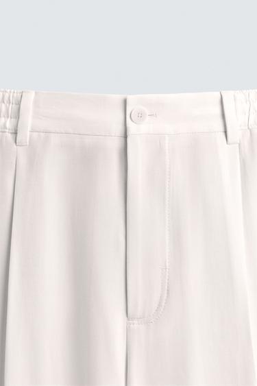 PANTALON COUPE DÉCONTRACTÉE PLIS - Blanc de Zara - Image 8