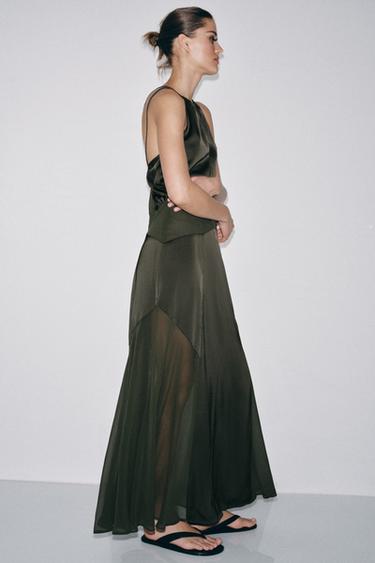 ROBE LONGUE HALTER - Kaki de Zara - Image 4
