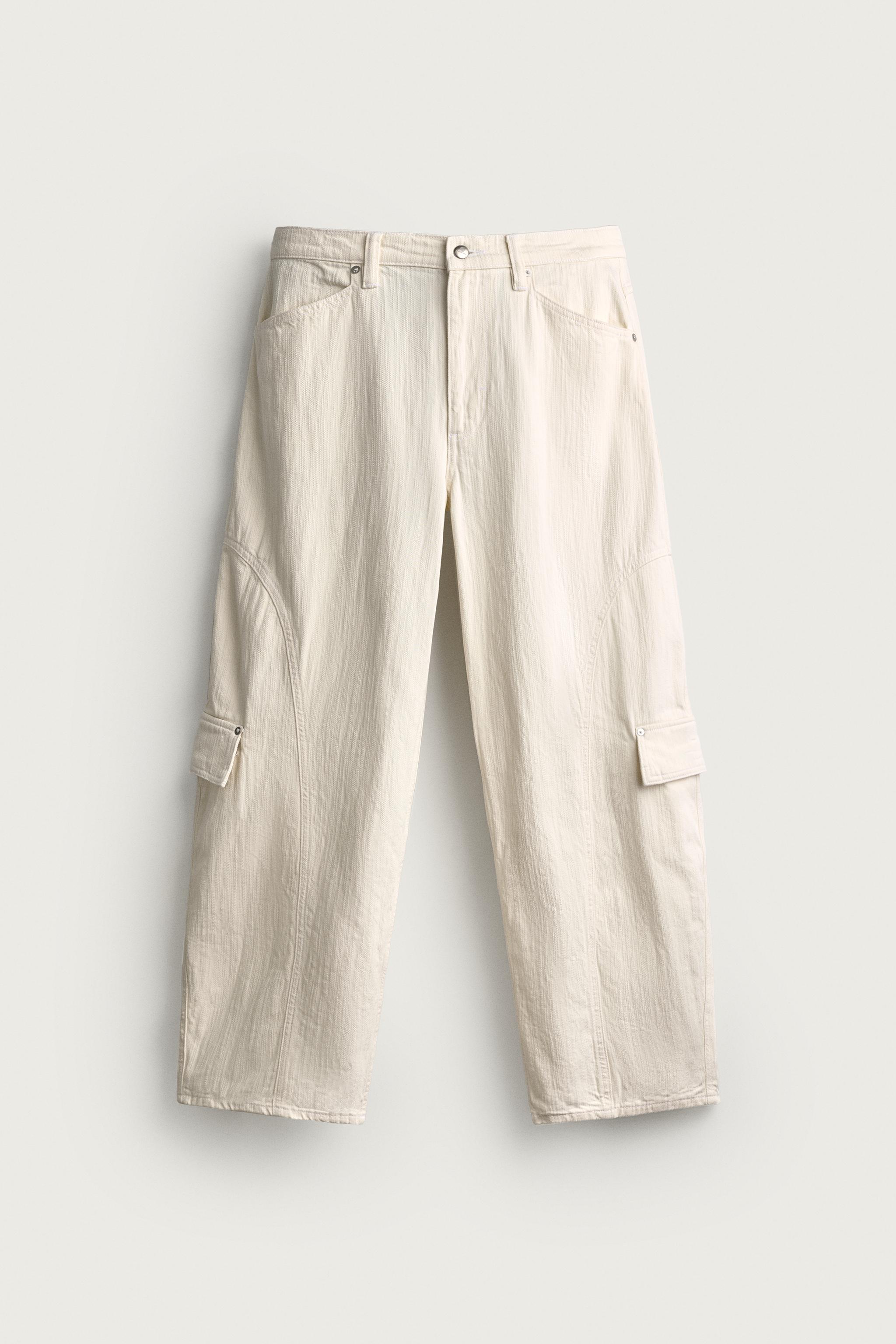 BALLOON FIT CARGO JEANS — white