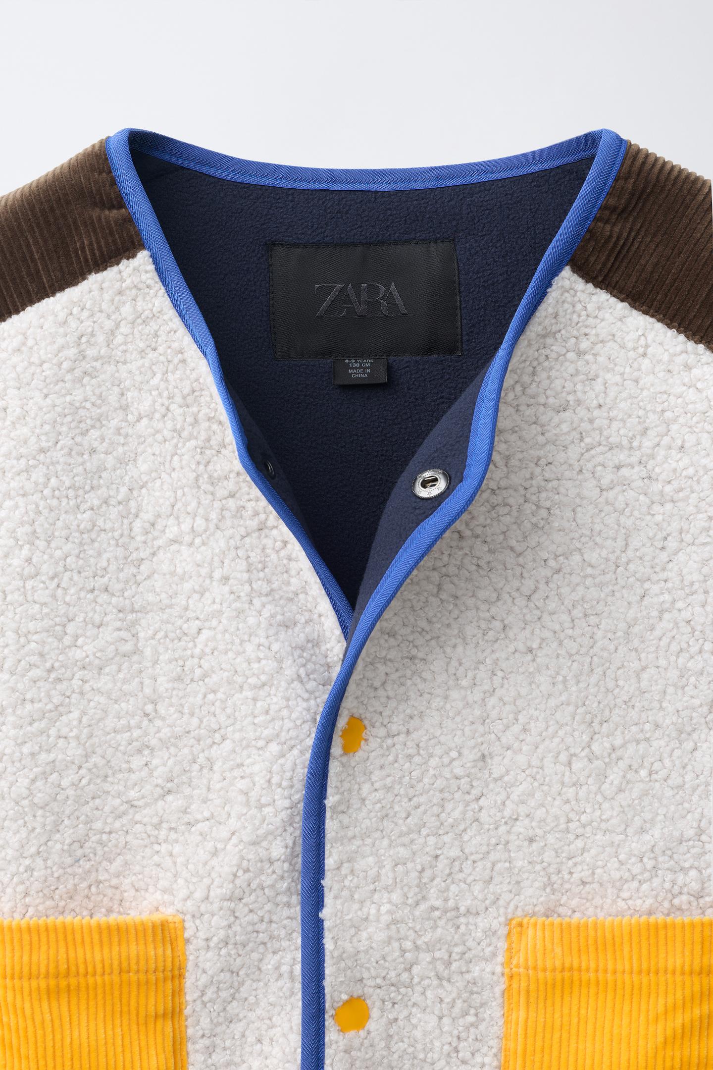 Детский жилет Zara Colorblock Faux Shearling Vest, цвет: Экрю — фото 4