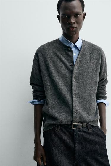 RELAXED FIT WOOL BLEND CARDIGAN - Grey by Zara - Image 5