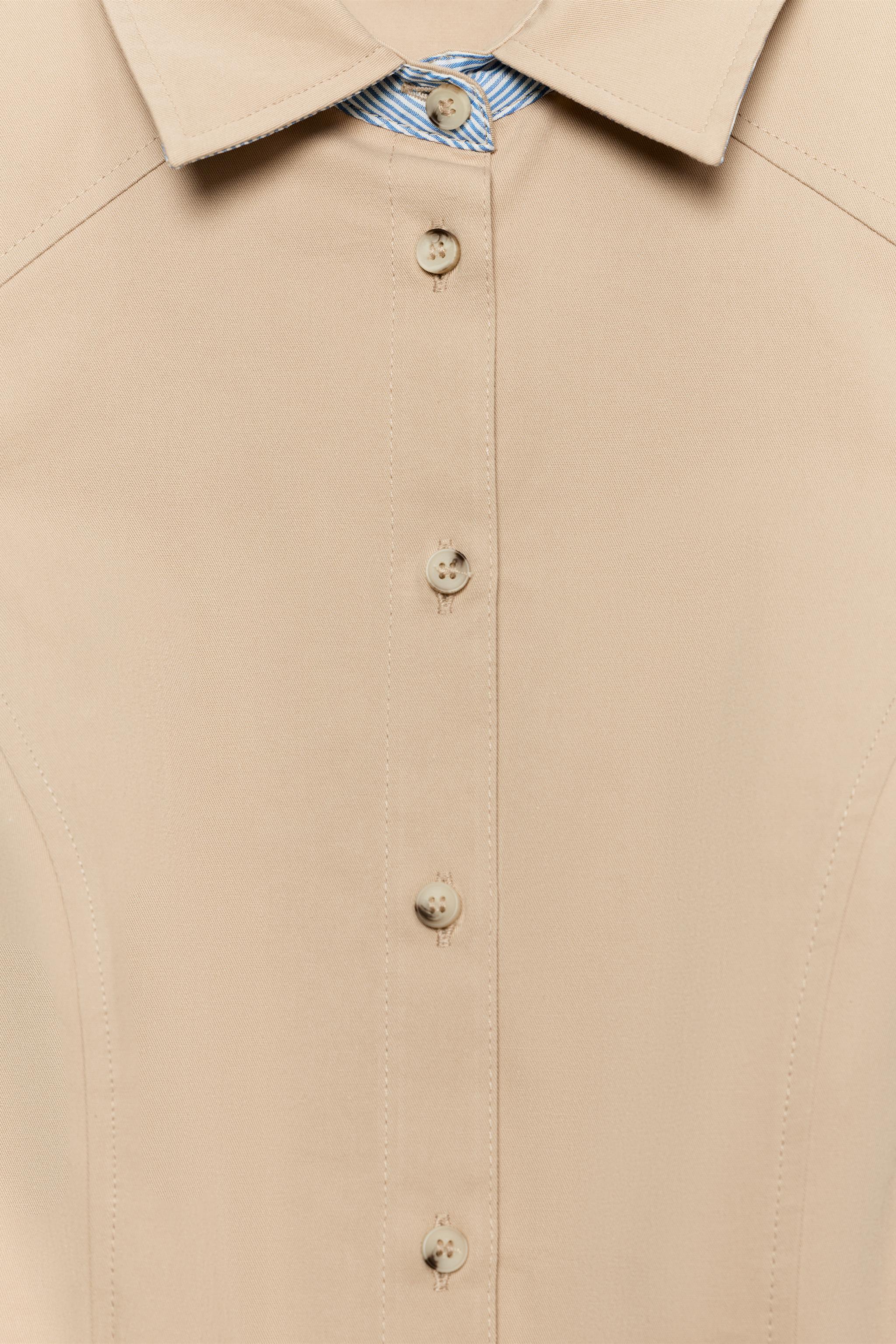 Женские рубашки Zara CONTRAST TRIM SHIRT TOP — фото 8