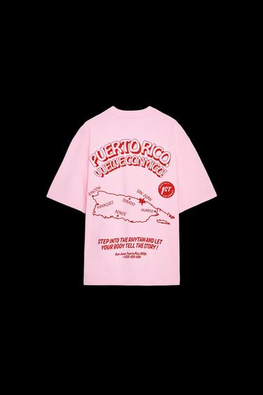 WASHED EFFECT PRINTED T-SHIRT - Pink by Zara