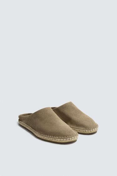 ZUECO PIEL - Gris Topo de Zara