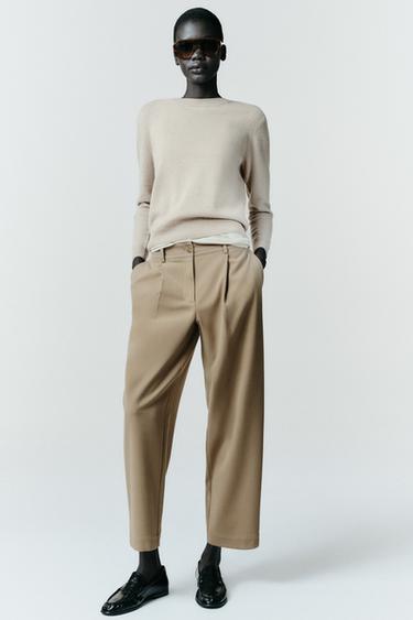 Zara PLEATED PANTS - taupe brown