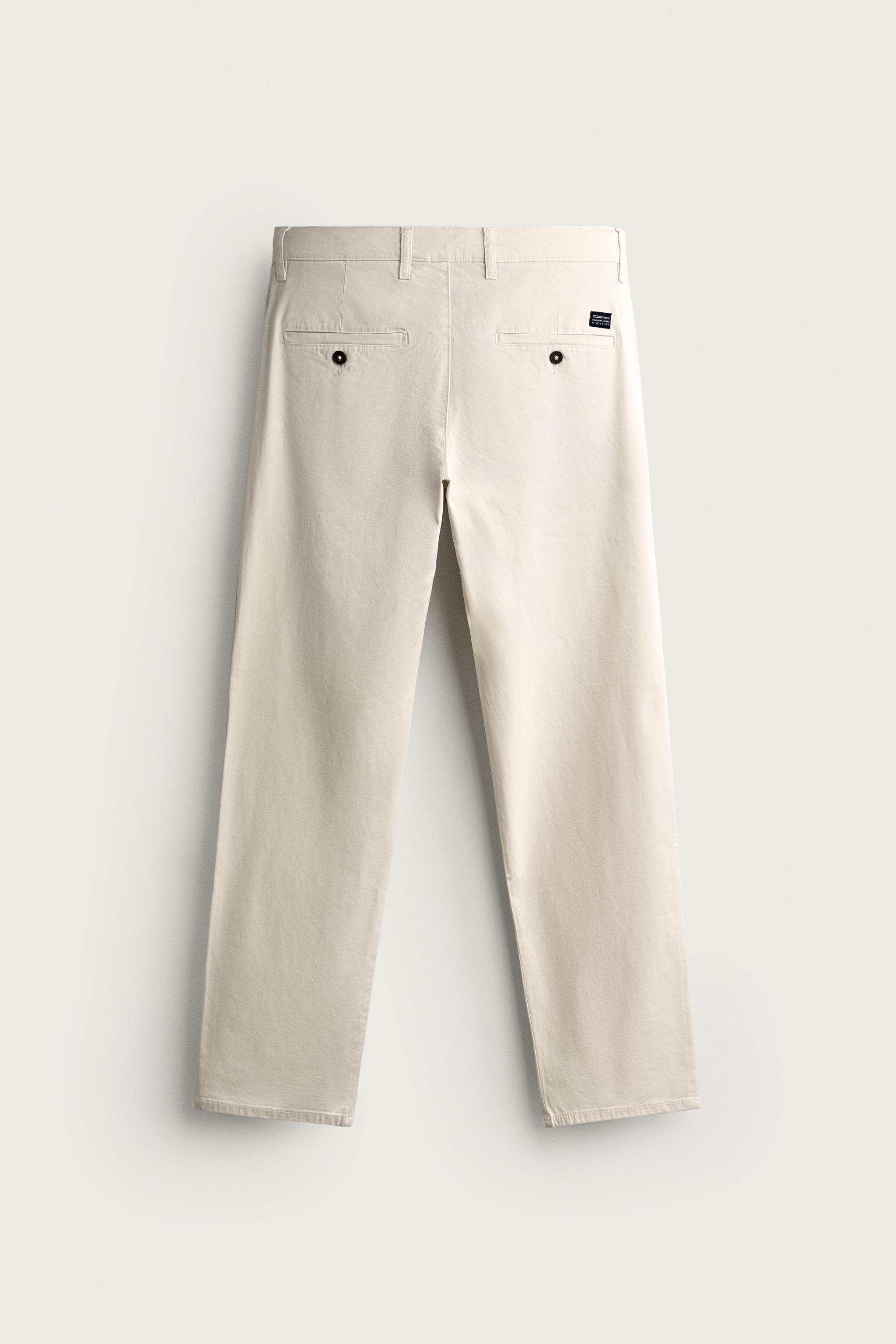 SLIM FIT CHINO PANTS — Ecru