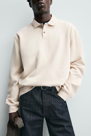 TEXTURED REGULAR FIT POLO SHIRT - Ecru by Zara - Image 4