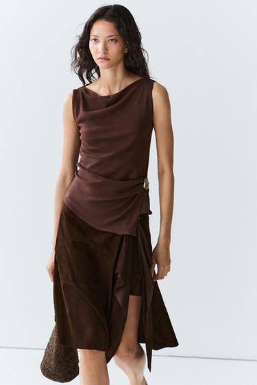 Top punto 100% algodón - Berenjena de Zara