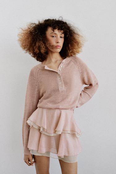 BUTTONED KNIT JUMPER - Pink by Zara