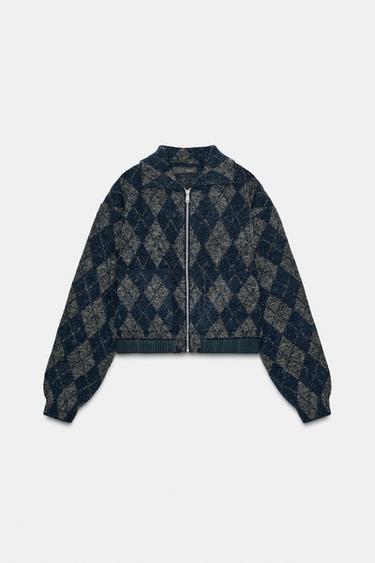 Zaras BOMBERJACKA MED ROMBMÖNSTER - enda