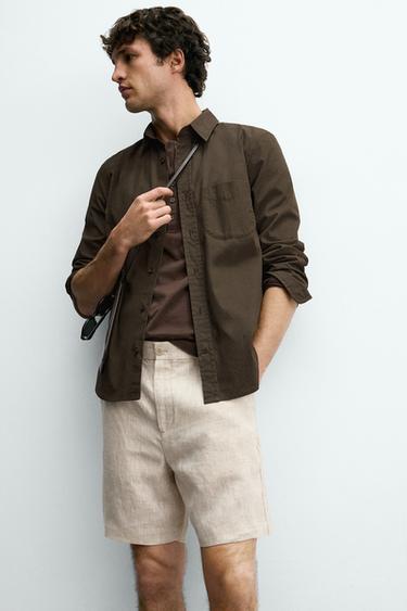 SHORT REGULAR FIT 100% LIN - Beige clair de Zara - Image 5