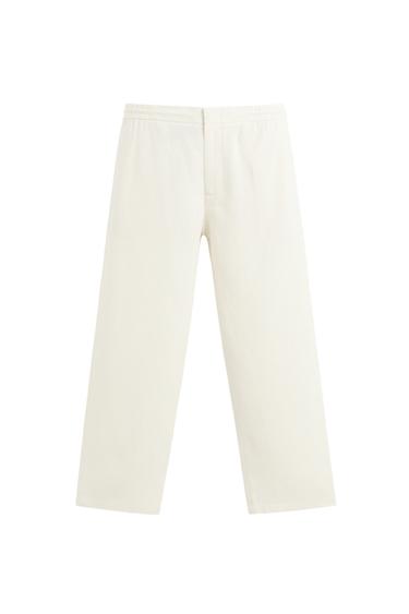 PANTALÓN VISCOSA - YUTE - Blanco de Zara