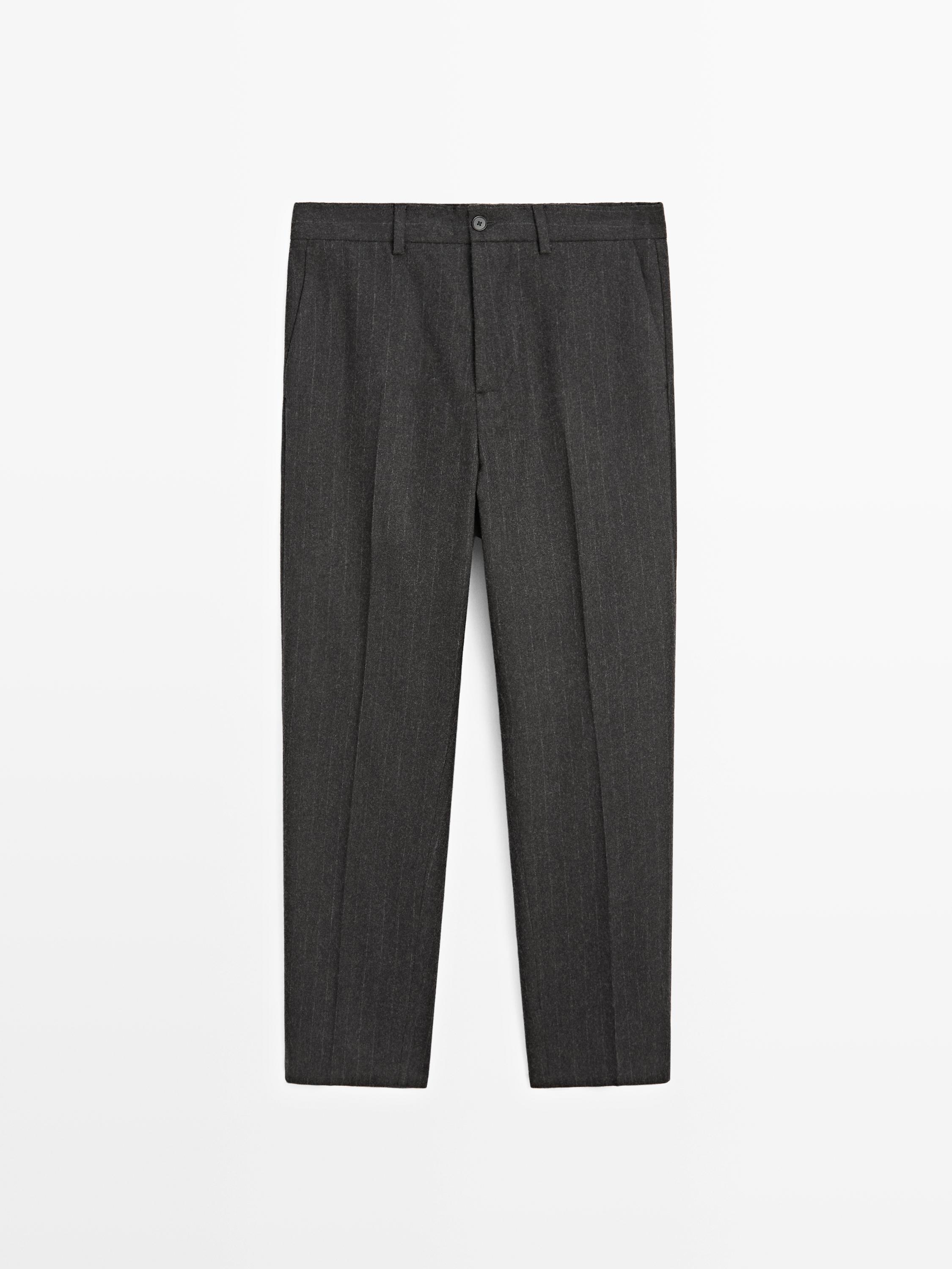 Pantalon à rayures en laine mélangée