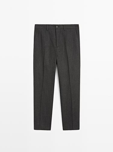 Pantalón rayas mezcla lana - Gris de Zara