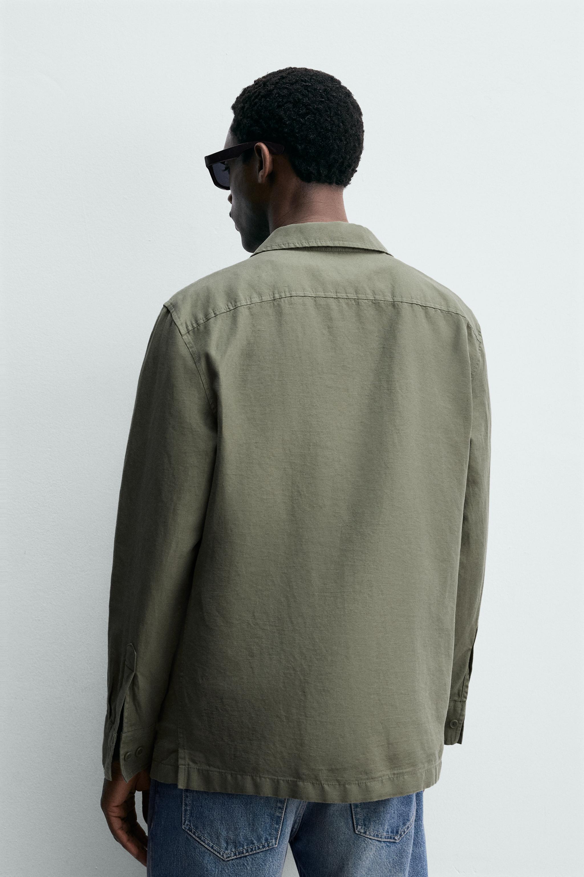 RELAXED FIT OVERSHIRT WITH LINEN