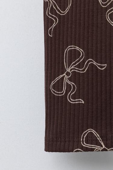 LEGGING CÔTELÉ IMPRIMÉ - Chocolat de Zara - Image 3