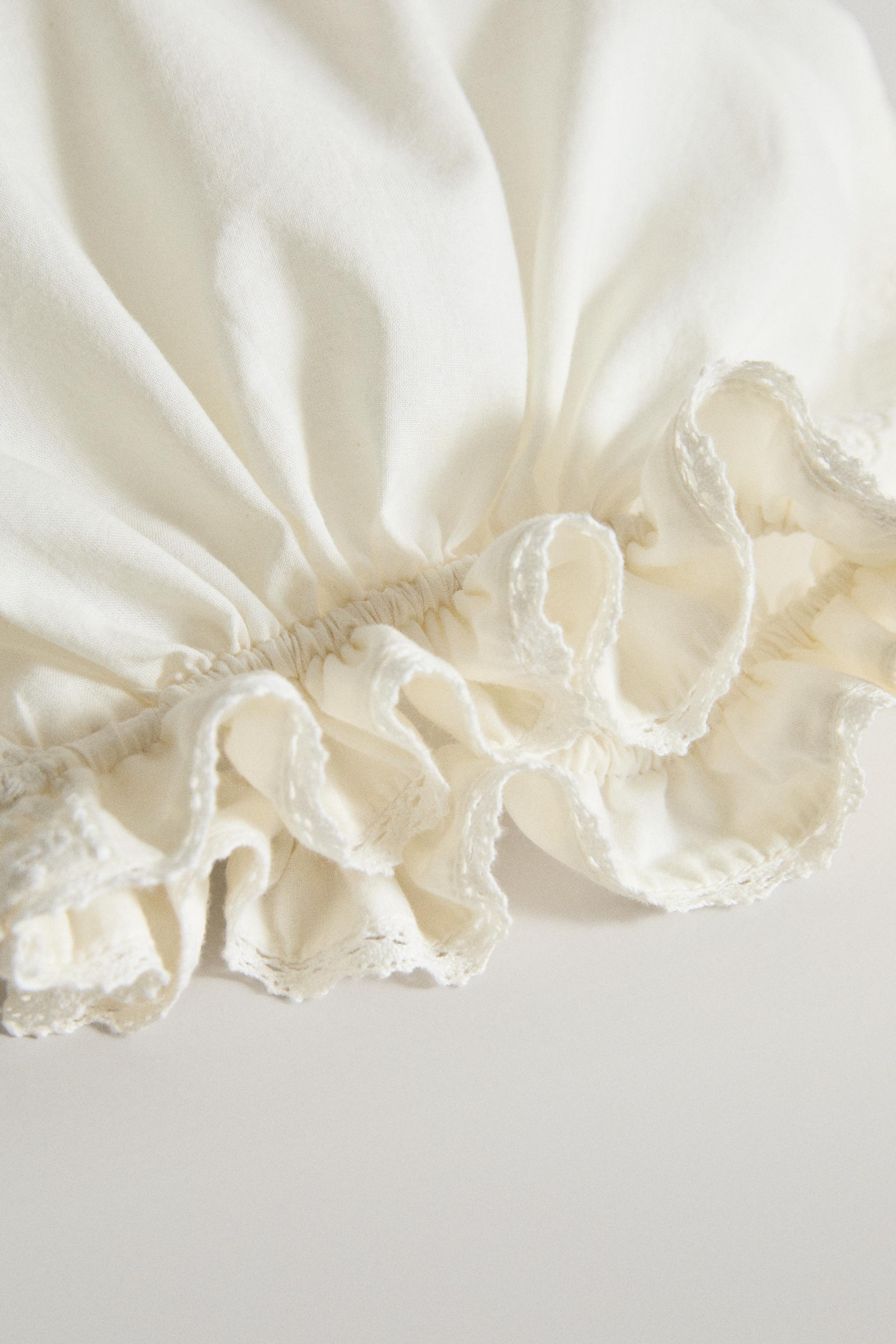 EMBROIDERED LACE TRIM COTTON CLOTHING BAG