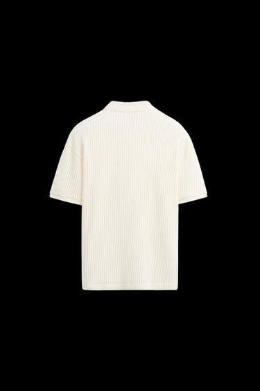 POLOSHIRT MIT AJOURMUSTER - Cremefarben von Zara