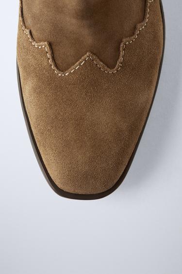 BOTTES COWBOY EN DAIM - Marron de Zara