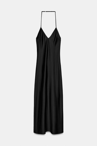 SATIN MIDI DRESS - Black by Zara