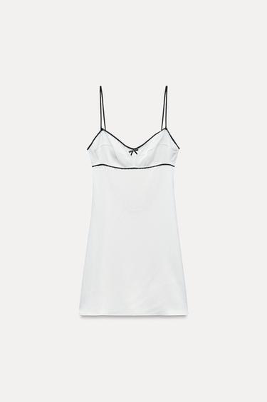 SATINIERTES KLEID IN LINGERIE-OPTIK - Weiß von Zara