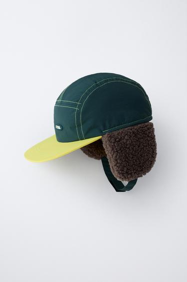 FAUX SHEARLING SKI COLLECTION CAP - Green by Zara - Image 3