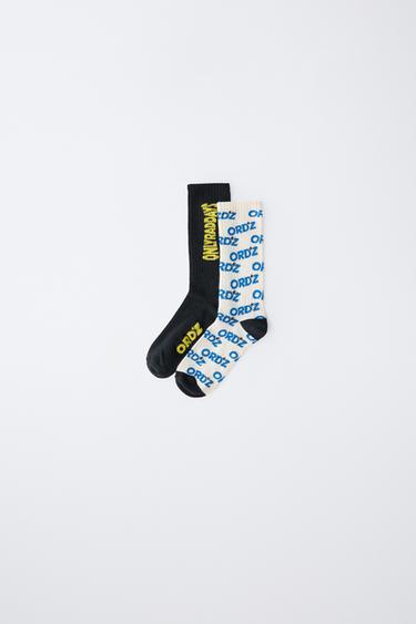 2-PACK OF LONG TEXT SOCKS - Blue by Zara - Image 0