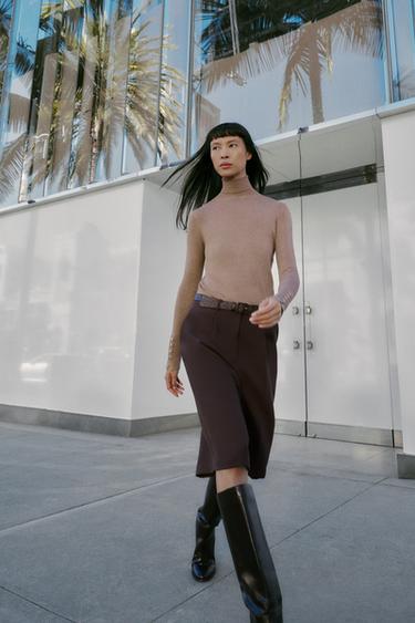 LONG BERMUDA SHORTS WITH BELT - Brown by Zara