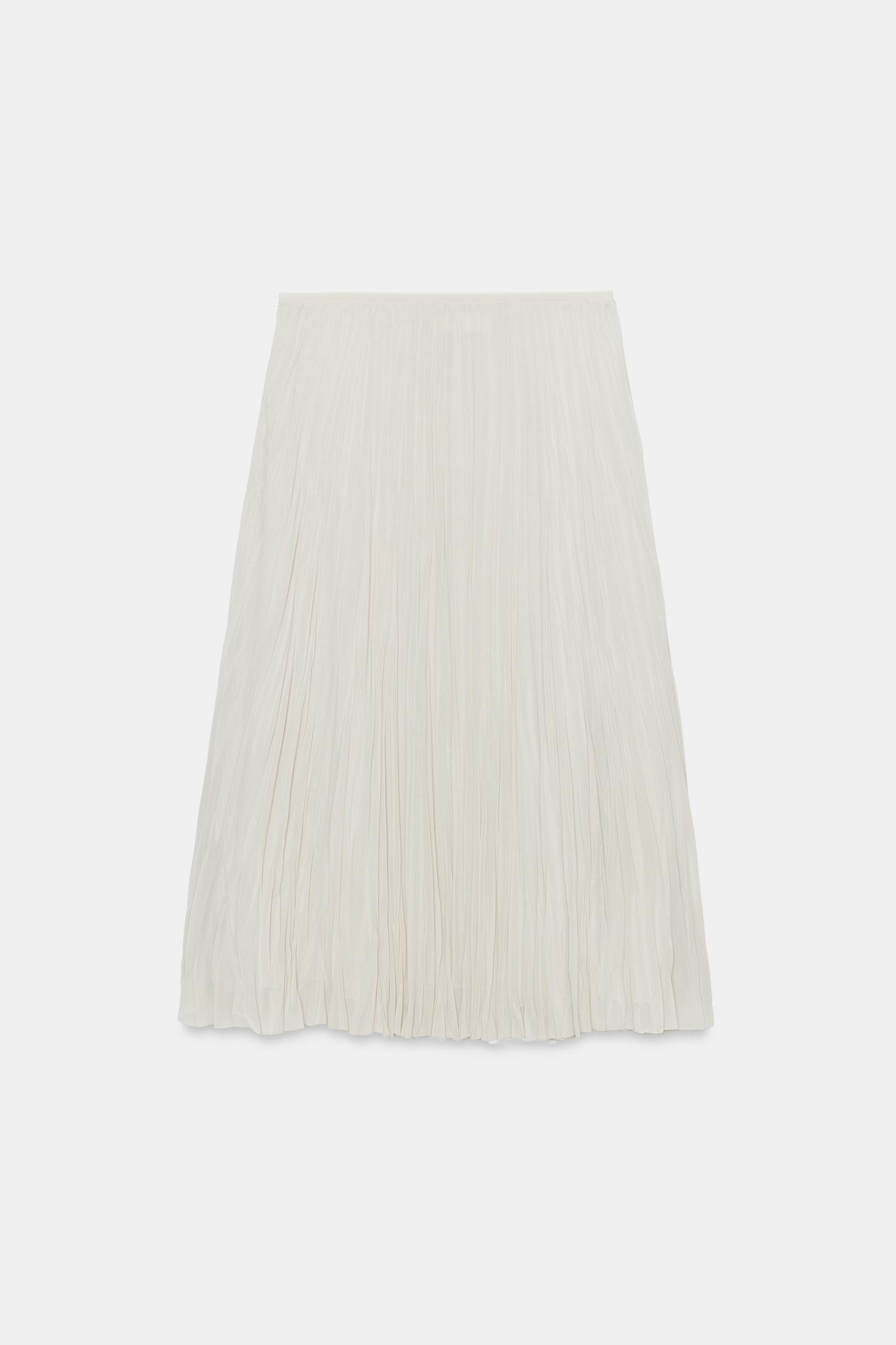 Женская юбка Zara ZW Collection Pleated MIDI, цвет: Светлый серый — фото 6