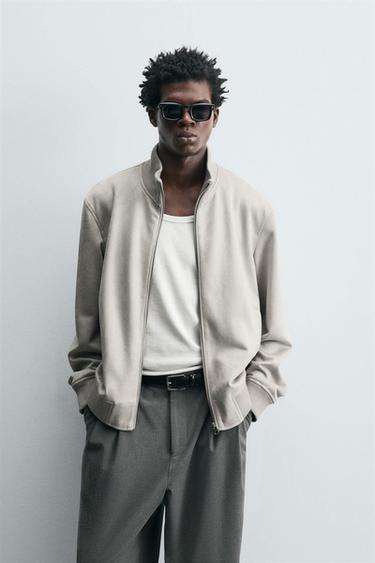 Zara FAUX SUEDE JACKET REGULAR FIT - Light gray