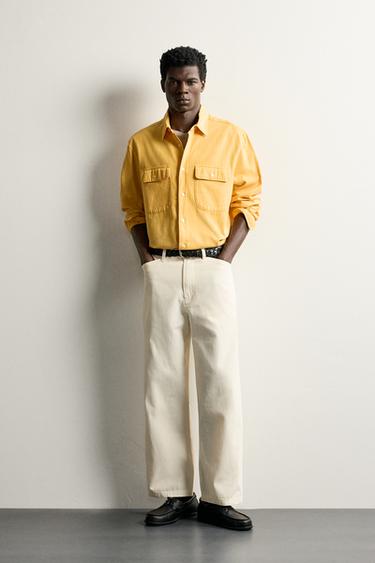 STRAIGHT FIT CANVAS BROEK - Ecru van Zara - Afbeelding 0