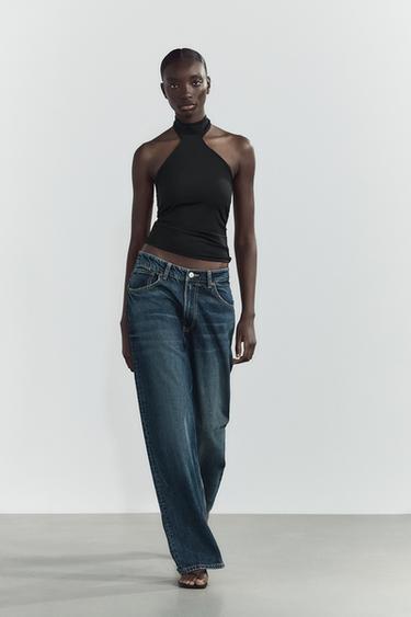 POLYAMIDE HALTER TOP - Black by Zara