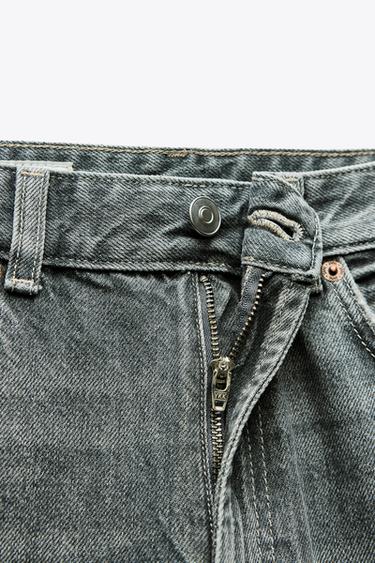Zara TRF HIGH RISE WIDE LEG JEANS - Gray