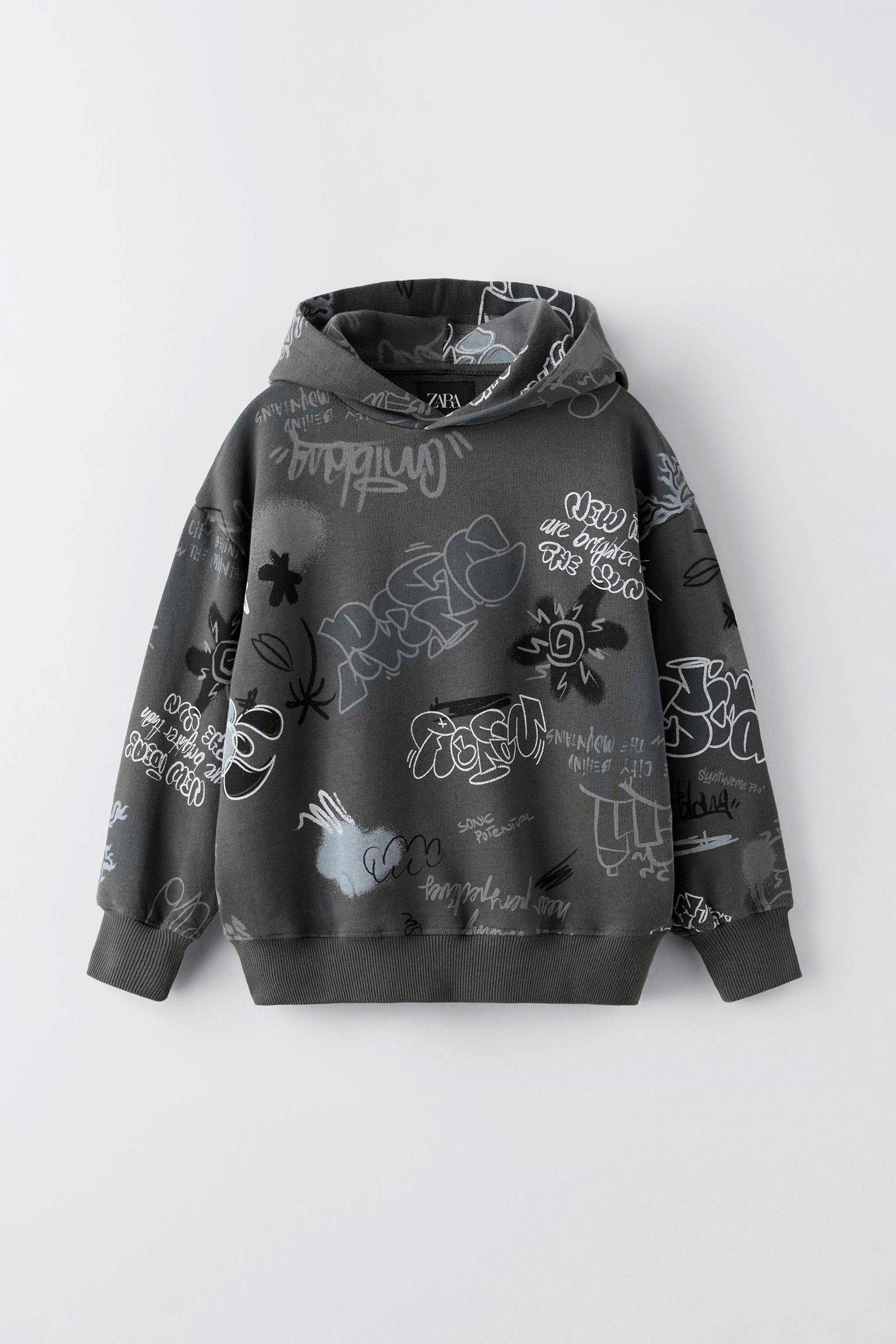 GRAFFITI HOODIE SWEATSHIRT Anthracite grey ZARA Canada