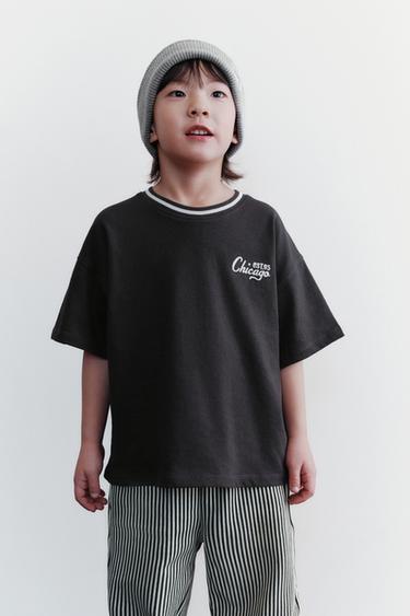 Zara 刺繡文字 T 恤 - 煤灰色